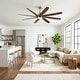 preview thumbnail 5 of 16, 72" Gold Transitional Walnut 8 ABS Blades Propeller Ceiling Fan with Dimmable LED Light and Remote Control, DC Motor