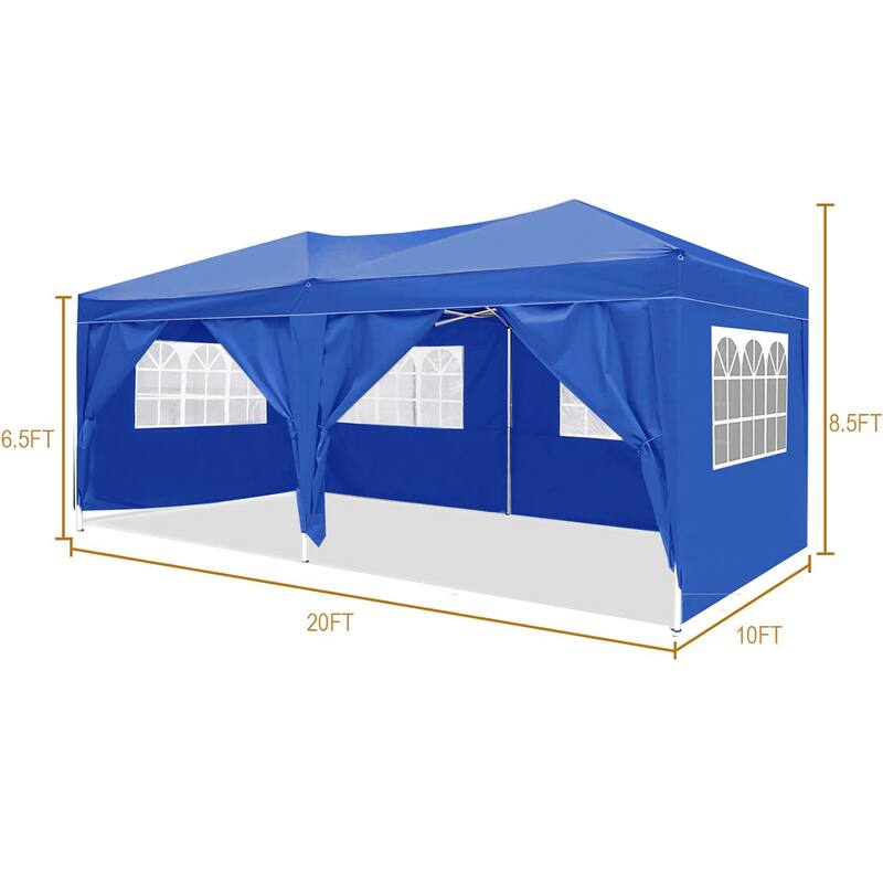10'x20' Folding Canopy with 6 Removable Sidewalls
