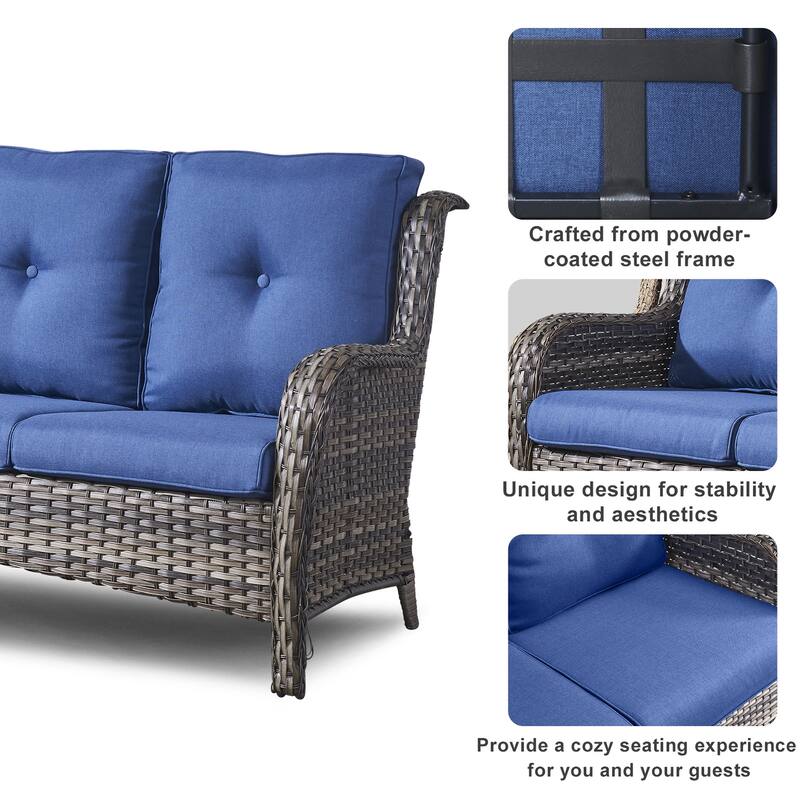 6 Piece Set with Sofa Swivel Chair Ottoman