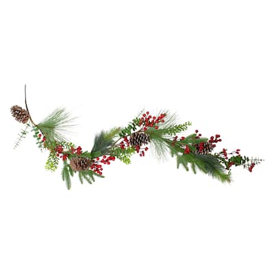 5' x 10" Berry Pine Eucalyptus Artificial Christmas Garland - Unlit
