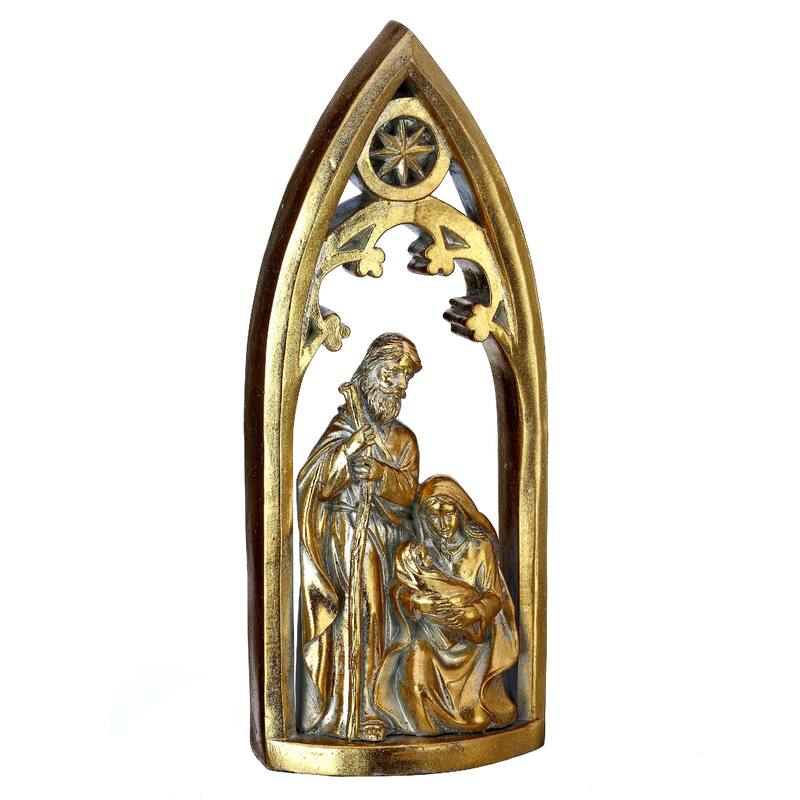 12" Gold Holy Family in Archway Nativity Christmas Figure