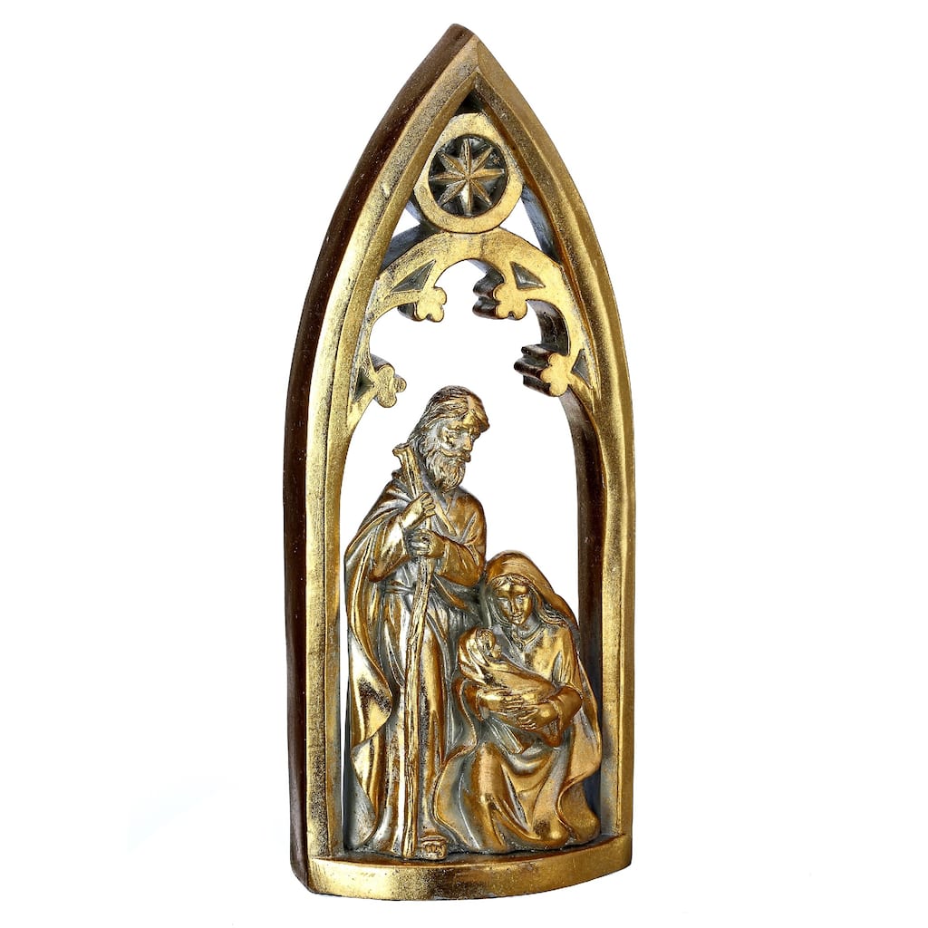 12" Gold Holy Family in Archway Nativity Christmas Figure