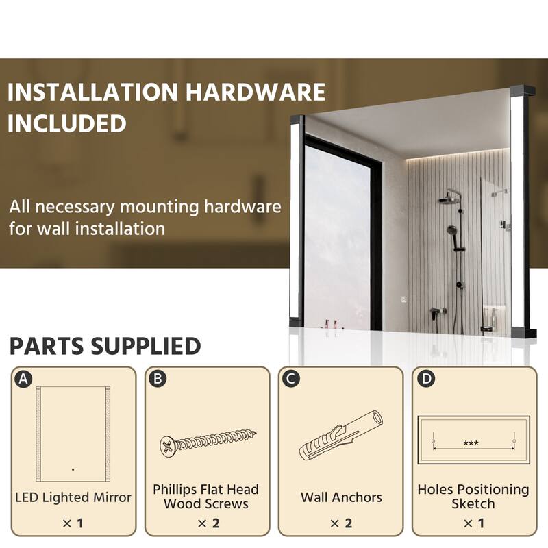 Modland 270° Adjustable LED Bathroom Mirror with Lights Stepless Dimming and Memory Function