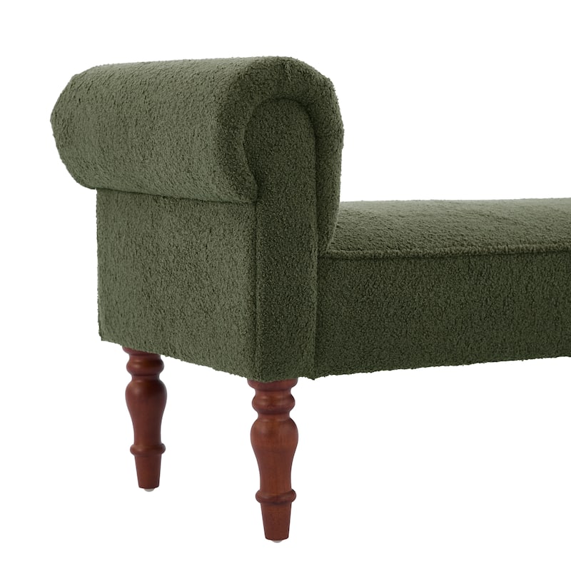 Christopher Knight Home - Elric Teddy Upholstered Bench with Rolled Arms and Solid Wood Legs
