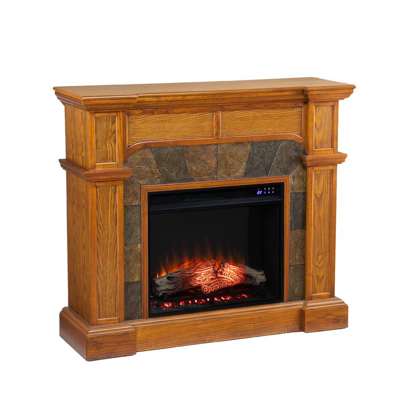 SEI Furniture August Oak Corner Electric Fireplace