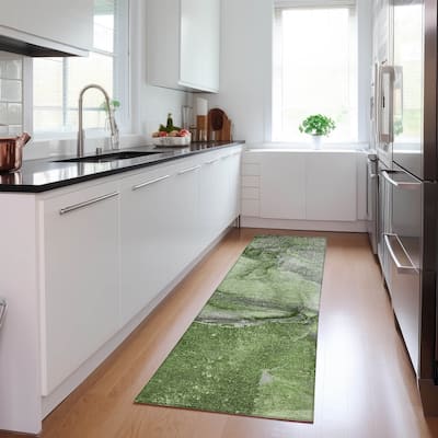 Machine Washable Indoor/ Outdoor Abstract Chantille Rug