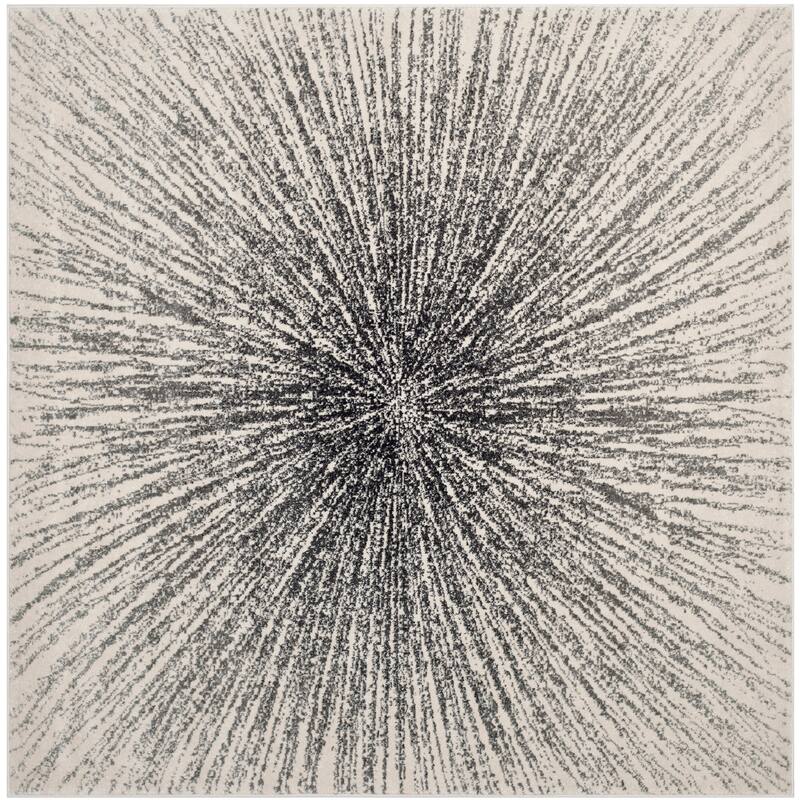 SAFAVIEH Evoke Juli Abstract Boho Burst Rug - 5'1" x 5'1" Square - Black/Ivory