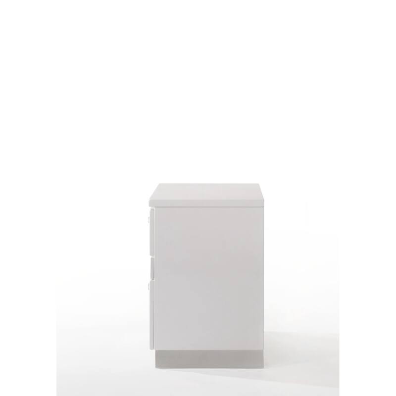Nightstand with 3 Drawers in White High Gloss