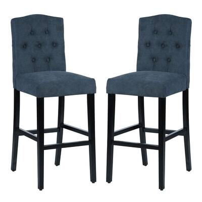 Momei Tufted Upholstered Curved Back High Barstool (Set of 2)