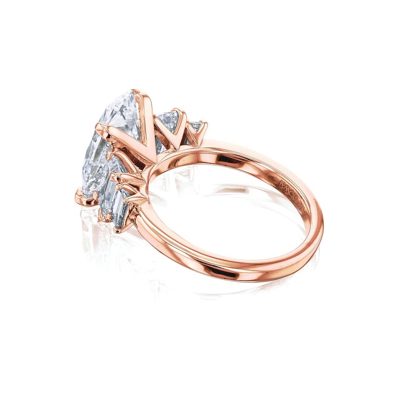 Kobelli 5.4 Carats Oval Emerald & Baguette Diamond 14k Solid Gold 5-Stone Heather Ring (EF/VS, Certified)