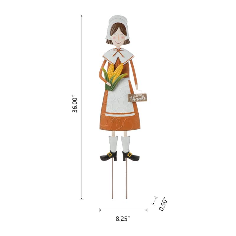 Glitzhome Fall Harvest Metal Yard Stake Hanging Decor for Thanksgiving (2-3 Functions)