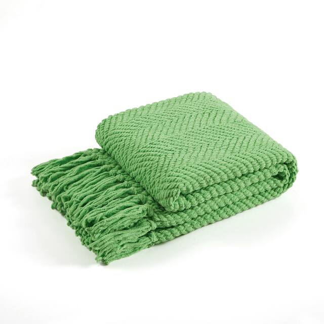 Knitted Tweed Couch Throw - 60" x 80" - Green Eyes