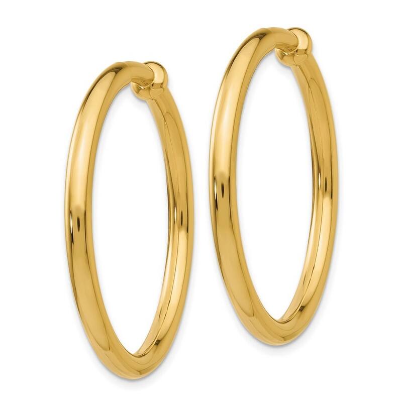 Curata 14k Yellow Gold Polished Non Pierced Hoop Earrings - 35x35mm
