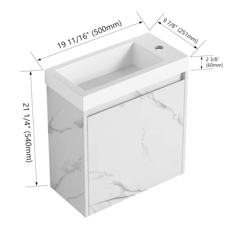 BNK 20"/24"/30" Single Sink Bathroom Vanity with Soft Close Door or Right Side Shelves, Modern Floating Vanity