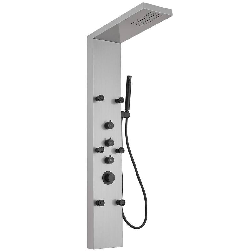 6-Jet Rainfall Shower Tower Shower Panel System - Black Nickel