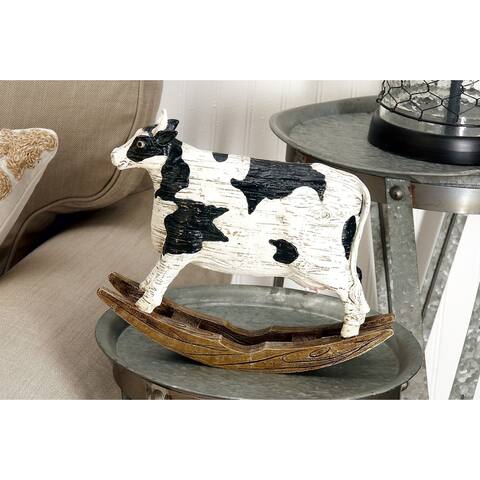 White Polystone Farmhouse Sculpture Cow 11 x 12 x 3 - 12 x 3 x 11