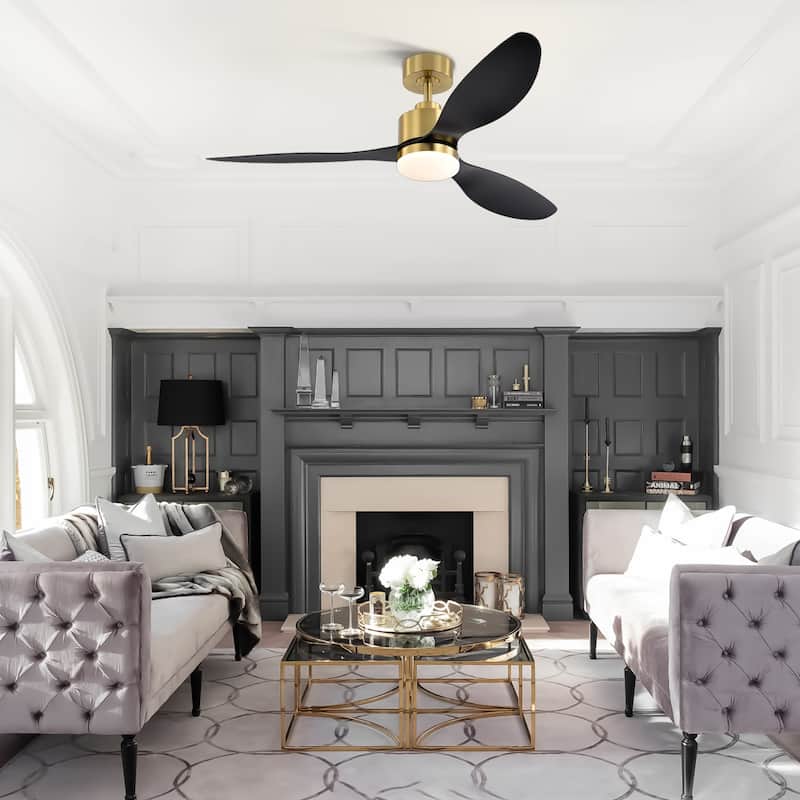 52 Inch Gold LED Ceiling Fan with Lights Remote(3-Blade)