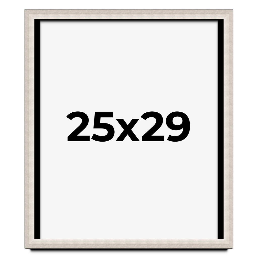 25x29 Shadow Box Frame Silver Real Wood Contemporary Shadowbox Display Frame UV Acrylic Front Acid Free Backing and Hardware