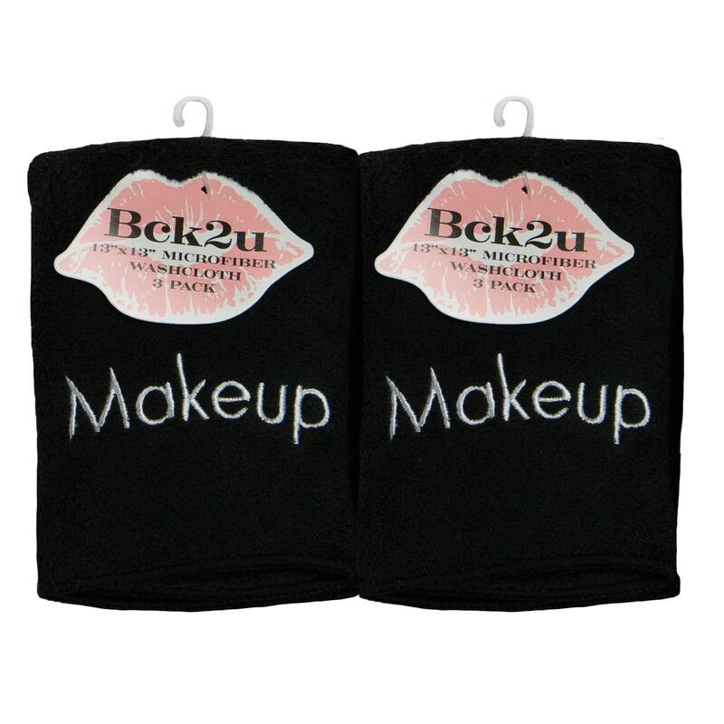 Embroidered Coral Fleece Microfiber Makeup Towels - Set of 6 - 13X13