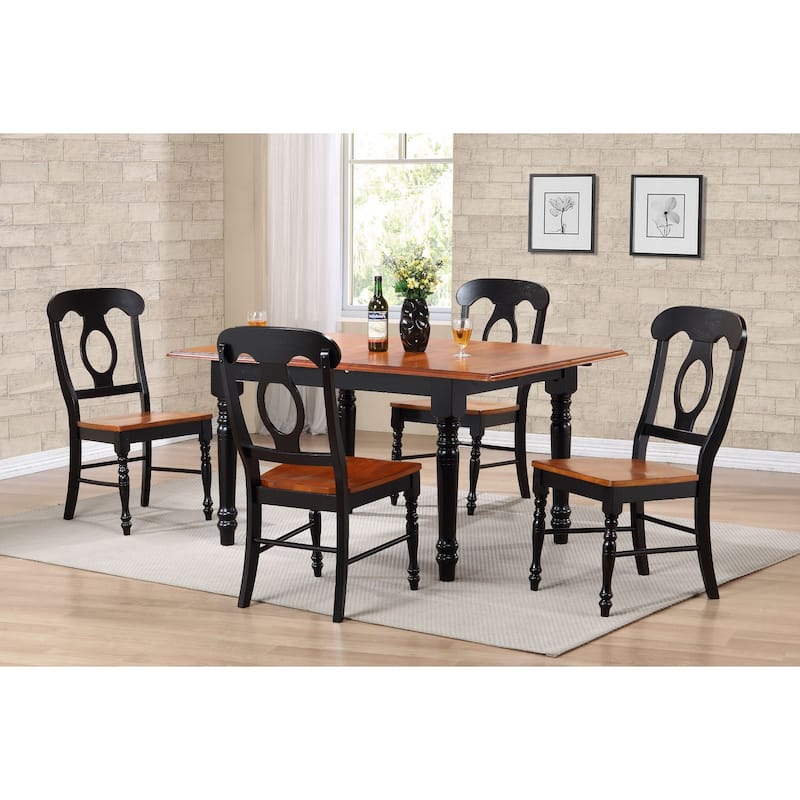 set of 2 antique black and brown curved back wooden dining chairs 38"