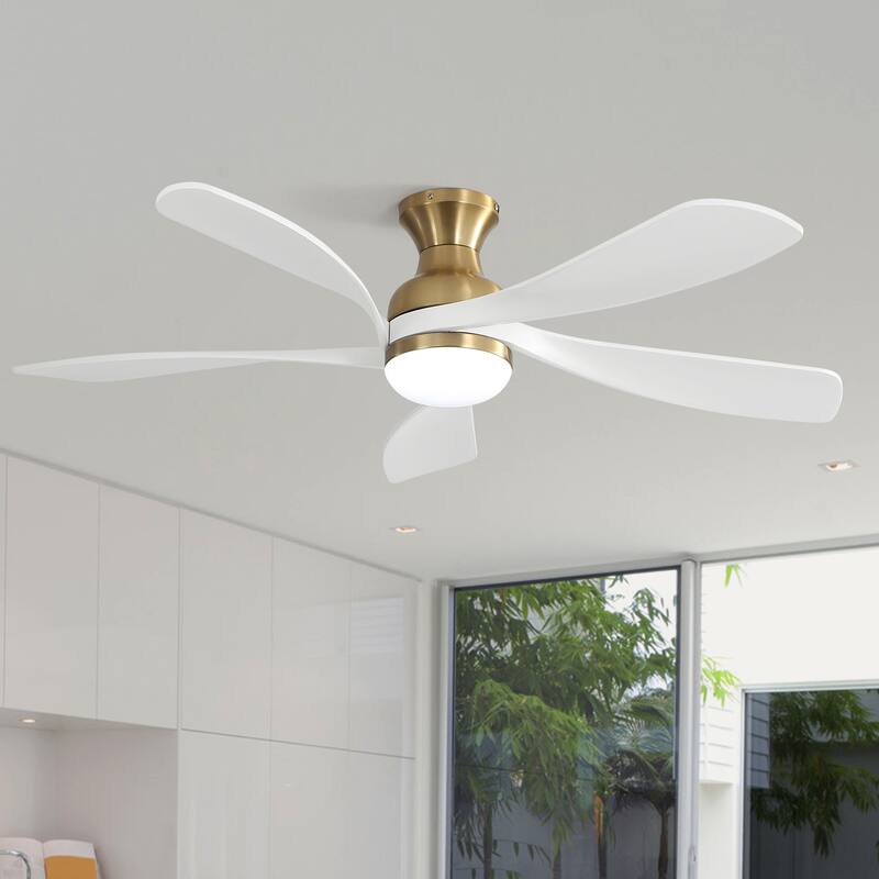 Sofucor 42“/52"/60"/48" Noiseless Walnut Wood Ceiling Fan with Remote Control, Integrated Light Optional