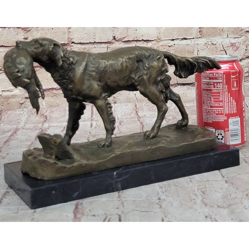 Hot Cast Bronze Golden Retriever Hunting Imitative Dog W/ Quail Statue Sculpture Art Decor