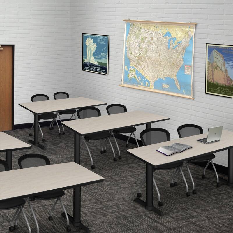 48" x 24" Training Table- Maple & 2 Nesting Chairs- Black