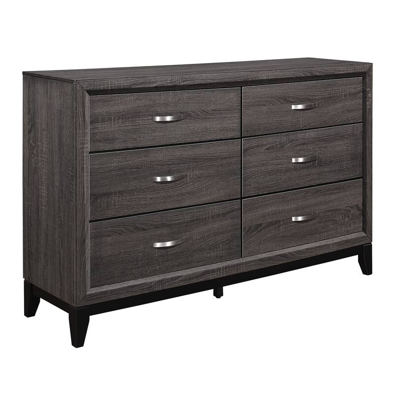 Dresser Gray Finish Polished Hardware Wooden Bedroom Furniture