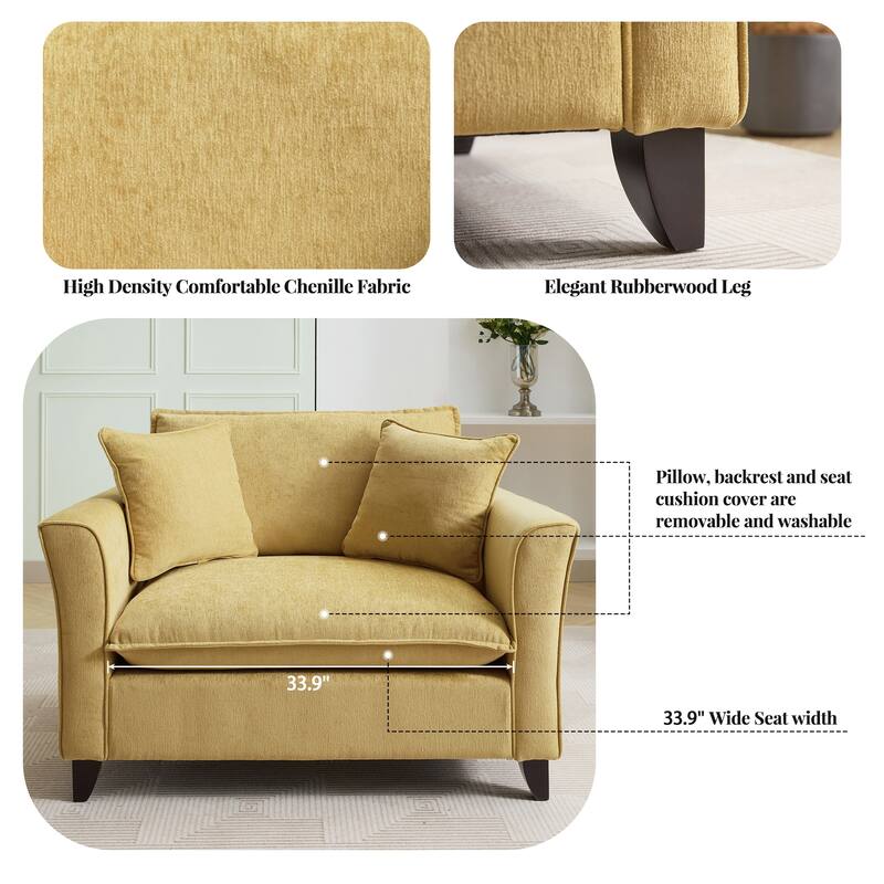 Oversized Chenille Fabric Armchair
