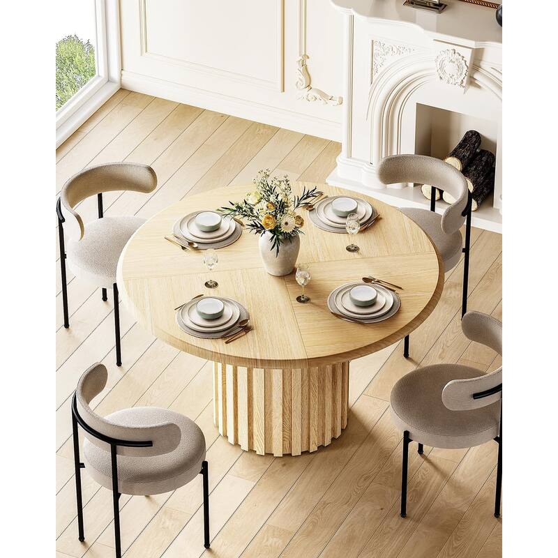 47" Round Dining Table for 4 - Natural Wood Dining Room Table