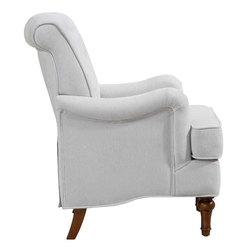 Accent Chair With Comfy Chenille Club Fabric,Comfy Upholstered Living Room Arm Chair,Springs Cushions & Retro Wooden Legs
