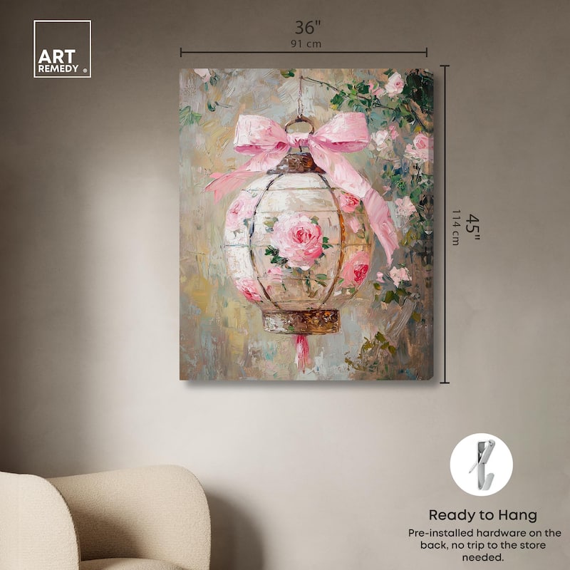 Rose Garden Lantern Canvas by Art Remedy, Gallery Wrapped