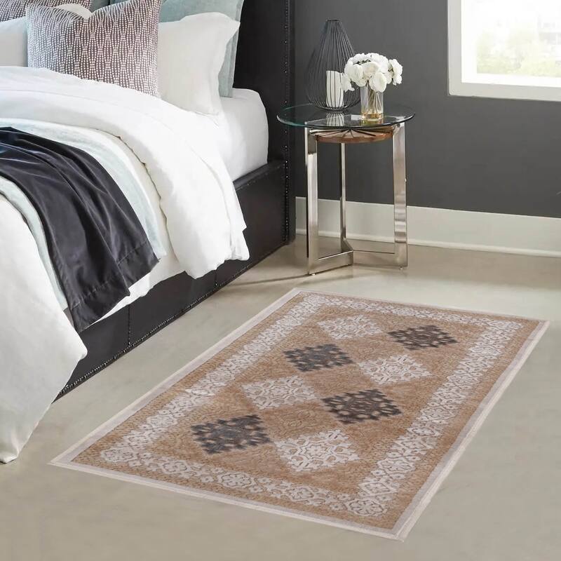 Superior Floral Medallion Sculpted High-Low Pile Polyester Area Rug