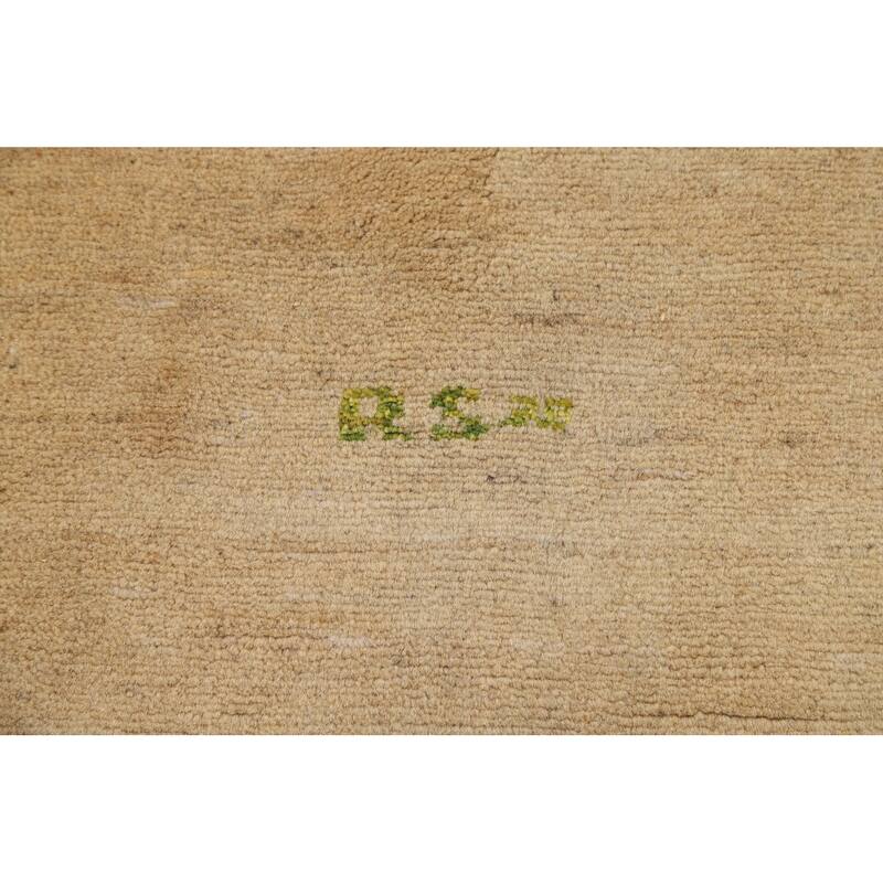 Muted Gabbeh Modern Rug Hand-Knotted Wool Carpet - 4'10"x 6'6"