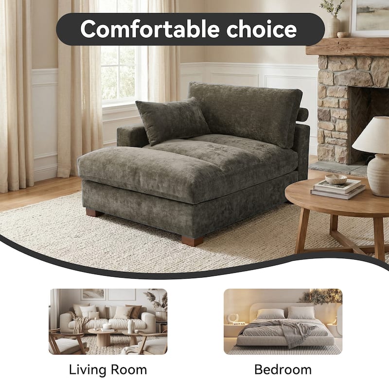 42"W Chenille Upholstered Chaise Lounge