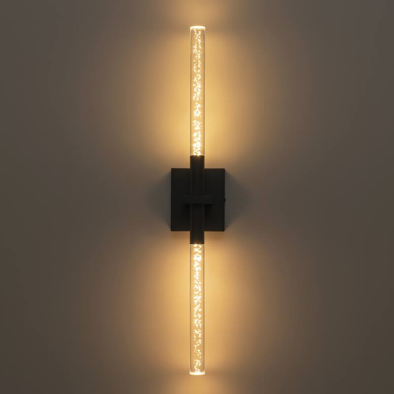 1-Light Modern Linear Black/Gold Integrated LED 3000K Warm Light Bathroom Vanity Light Bar - 4.3 in. W x 27.5 in. H x 3.7 in. D