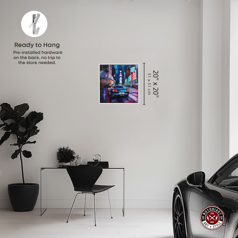 Notoriart Night Drive Sports Drive Framed Car 1 Piece Canvas Wall Art
