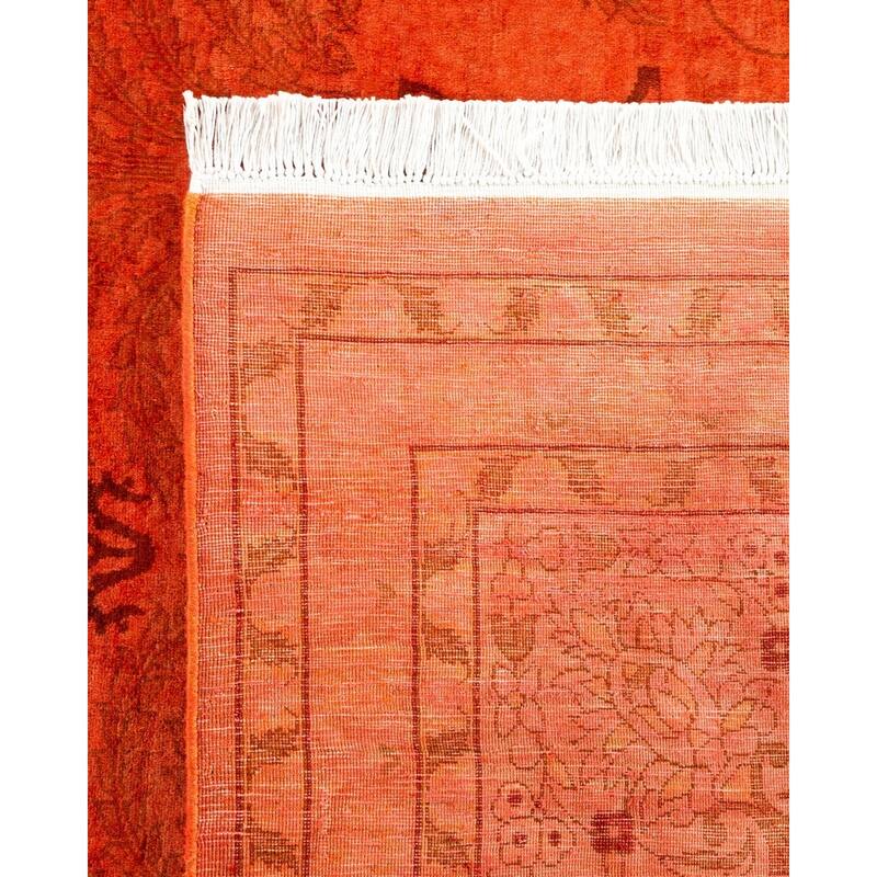 Overton Hand Knotted Wool Vintage Inspired Modern Contemporary Overdyed Orange Area Rug - 9' 2" x 12' 4"
