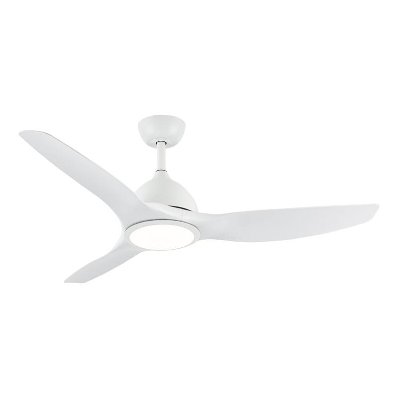 52" Modern White ABS 3-blade Propeller Ceiling Fan with Light and Remote