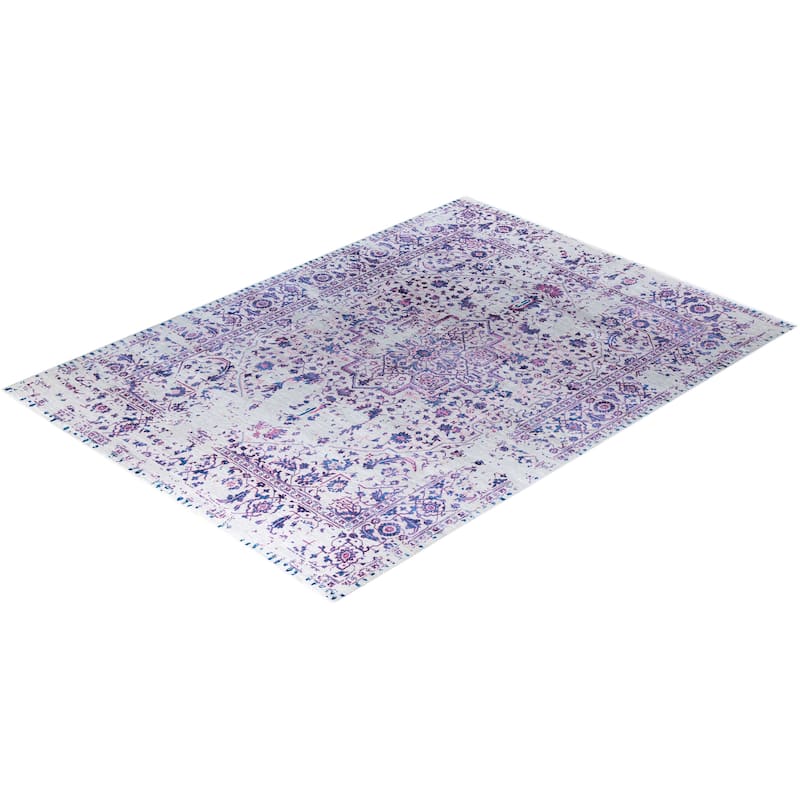 Ikat One-of-a-Kind Hand-Knotted Area Rug, Gray - 9' 1" x 12' 1"