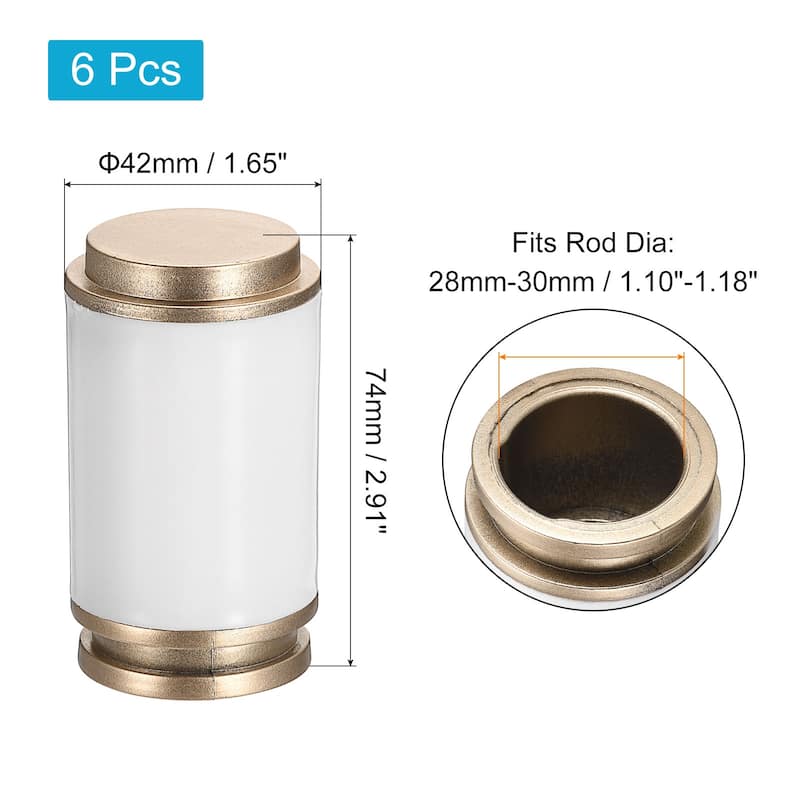 6Pcs PP Curtain Rod Finials Drapery Rail Pole Head Fits Dia. 28-30mm - White