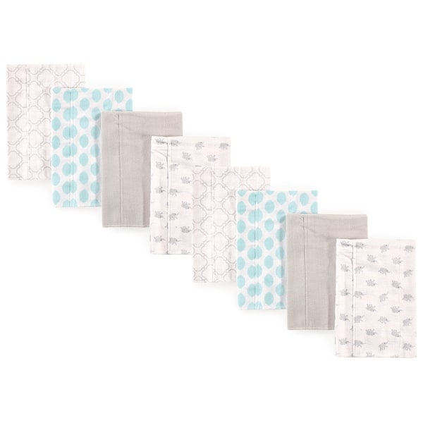slide 1 of 1, Luvable Friends Boys Cotton Poly Flannel Burp Cloths 8-Pack, Elephant, One Size - Elephant 8-Pack - One Size