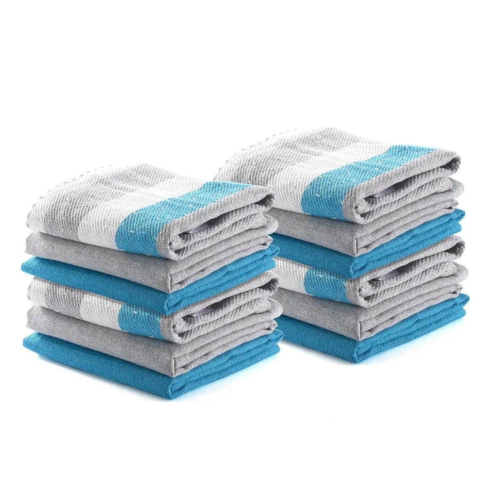 Shop LC Set of 24 Kitchen Towels Dish Cloths 100% Cotton Purple Checkered Pattern 12x12 inch, Size: 12 x 12
