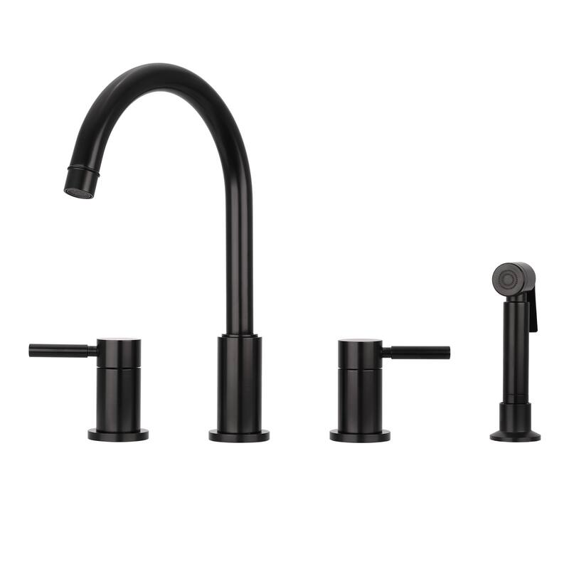 Two-Handles Copper Widespread Kitchen Faucet with Side Sprayer