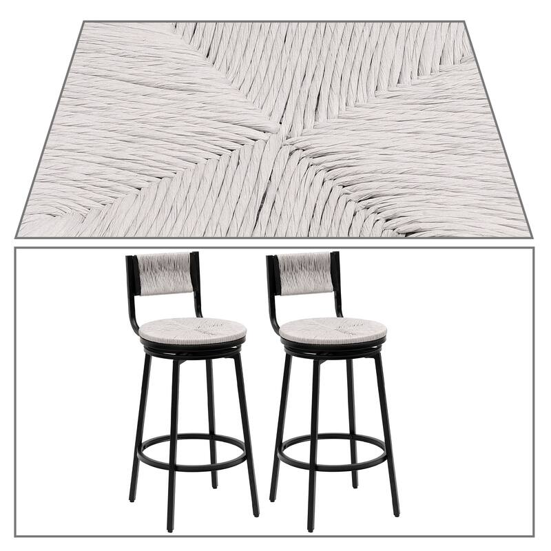 Modern Farmhouse Style Set of Two 360 Degree Swivel Armless Bar Stools