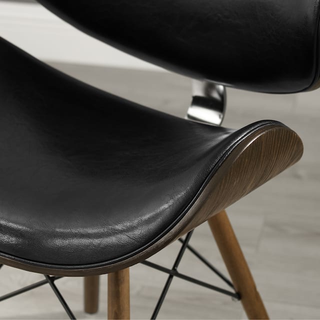 Corvus Madonna Mid-century Walnut and Black Accent Chair