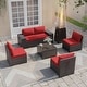 preview thumbnail 100 of 99, Outdoor Patio Furniture Set, All Weather PE Wicker Sectional Conversion Sofa set with Firepit(Optional)