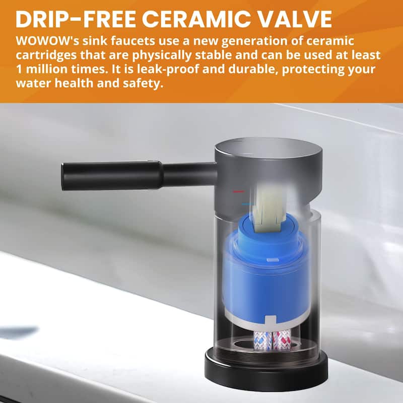 WOWOW Single Handle Pull Down Kitchen Faucet with Soap Dispenser