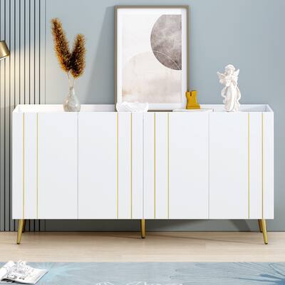 Luxurious Shoe Cabinet with 5 Metal Legs, Modern TV Stand with 4 Adjustable Shelves for TVs Up to 70"