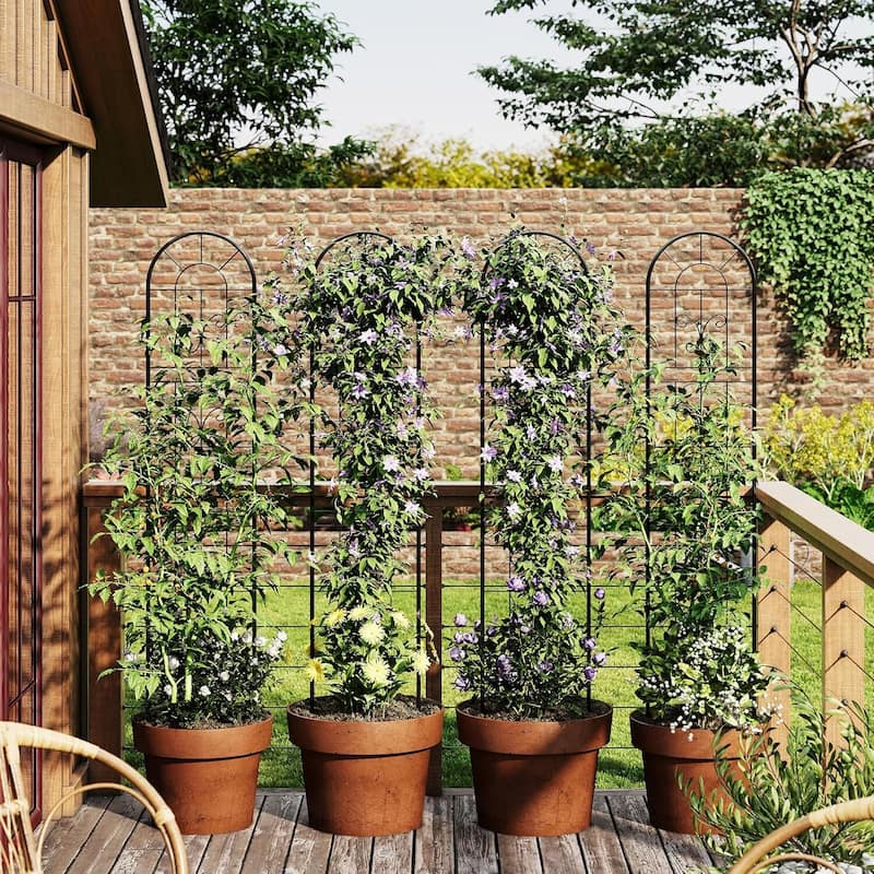 4 pcs Rustproof Garden Fence Panels Outdoor Barrier for Small Yard, Patio Decor & Plant Trellis